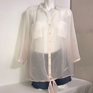 Reitmans Sheer Peach Ombre Casual Button DownShirt
